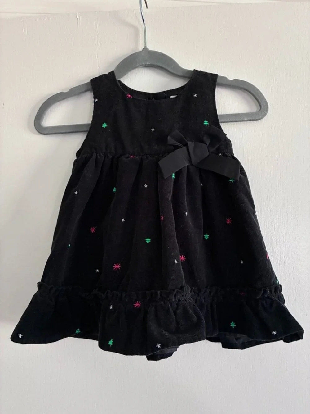 OshKosh B'gosh Baby Black Corduroy Embroidered Holiday Dress 9 Months